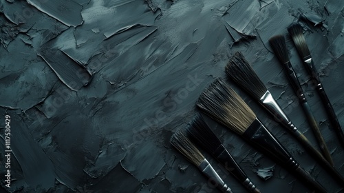 minimalistic Paint brushes soaking background photo