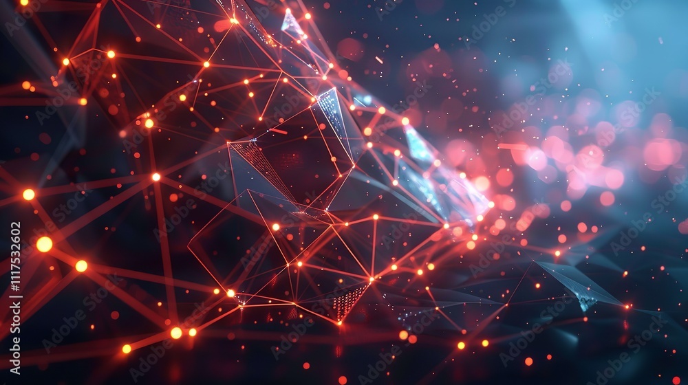 Illustration Geometric abstract background with connected line and dots,Futuristic digital background Illustration Geometric abstract background with connected line and dots,Futuristic digital background