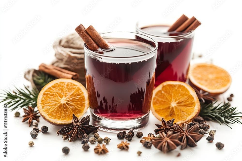 Excellent grade Mulled wine isolated on a white backdrop. Generative Ai Excellent grade Mulled wine isolated on a white backdrop. Generative Ai