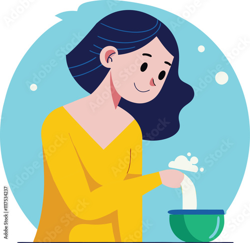 woman hand and face washing vector illustration graphic design art