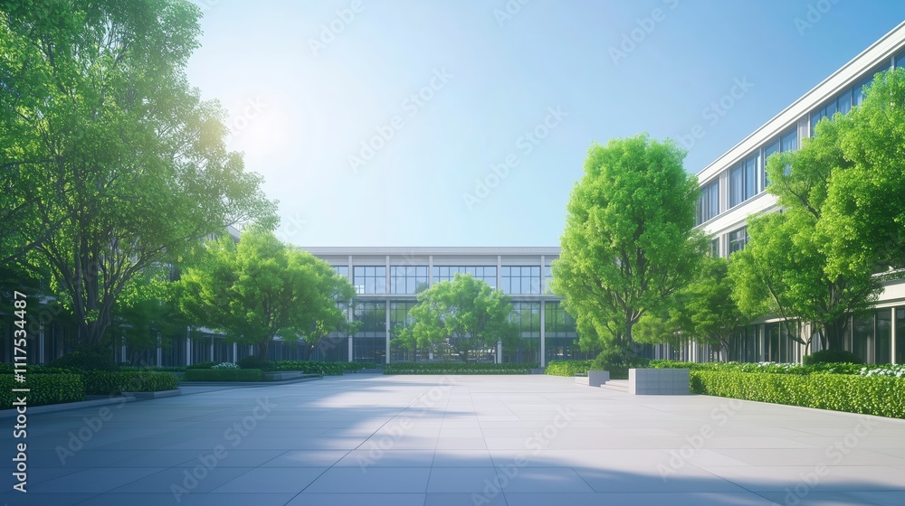 Modern Campus Design with Lush Greenery and Open Spaces Modern Campus Design with Lush Greenery and Open Spaces