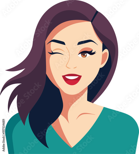 charm woman winking eye vector illustration graphic design art 