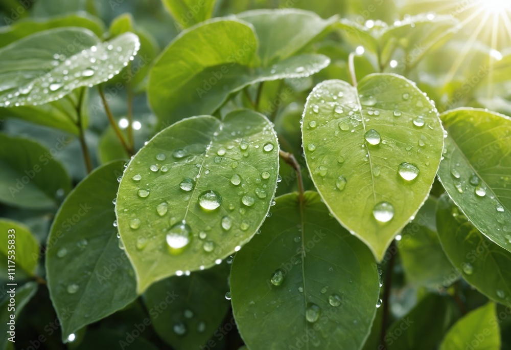 Fresh Green Leaves with Morning Dewdrops – Refreshing Nature Fresh Green Leaves with Morning Dewdrops – Refreshing Nature