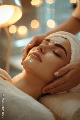 Wallpaper Mural Professional beautician performing a relaxing facial treatment session Torontodigital.ca