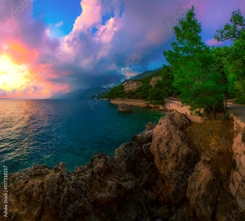 stunning summer seascape, amazing morning view in Croatia, Europe	