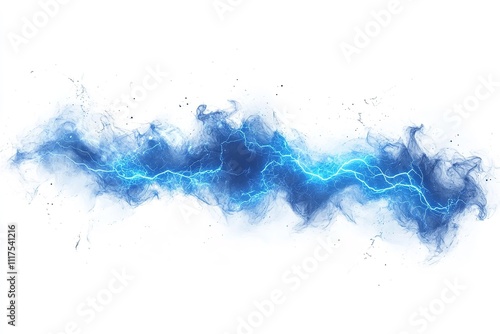 Excellent quality orange-blue electric lightning isolated on a white backdrop. Generative Ai