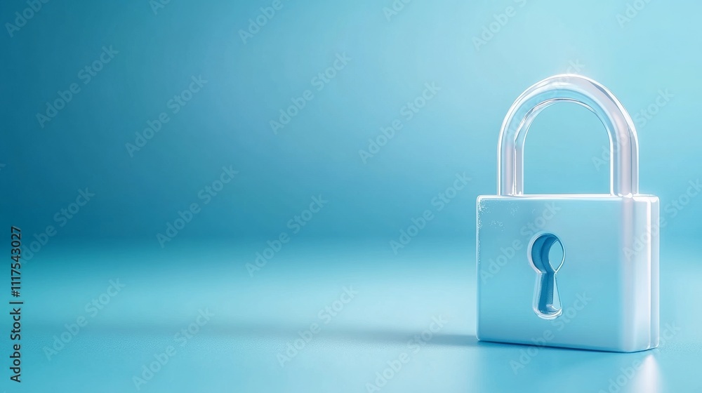 3D Model of a Private Security Padlock on a Soft Blue Background 3D Model of a Private Security Padlock on a Soft Blue Background