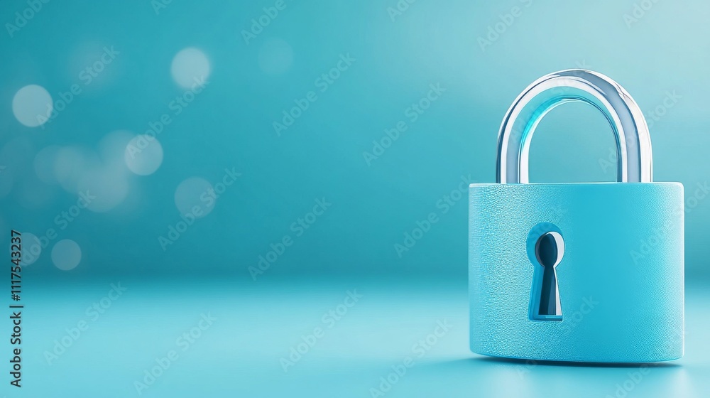 Fototapeta premium 3D Model of a Blue Padlock for Security and Privacy Themes