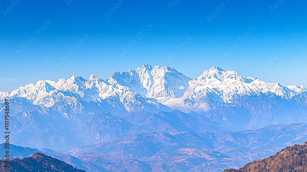 Fototapeta premium Majestic and iconic snow-capped mountain peaks, showcasing natural beauty and grandeur of the world’s most famous alpine landscapes.