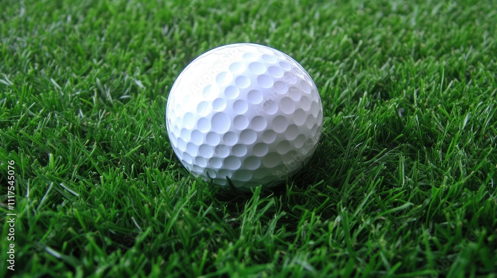 Close-up of a golf ball resting diagonally near the cup, faint footmarks visible on the grass Close-up of a golf ball resting diagonally near the cup, faint footmarks visible on the grass