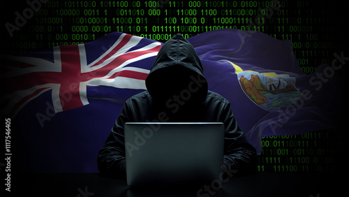 Wallpaper Mural Saint Helena flag - 3D realistic waving flag on matrix digital background with binary code Torontodigital.ca