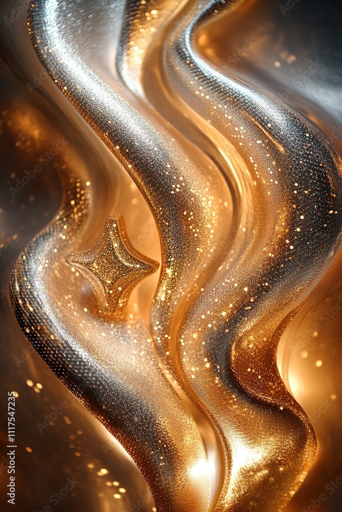 creative depiction of flowing gold and silver patterns blending into three symbolic shapes for gifts of magi with copy creative depiction of flowing gold and silver patterns blending into three symbolic shapes for gifts of magi with copy