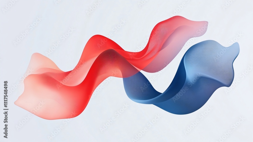 Abstract design with red and blue ribbons on a white background, creating a clean and dynamic composition with ample white space. Abstract design with red and blue ribbons on a white background, creating a clean and dynamic composition with ample white space.