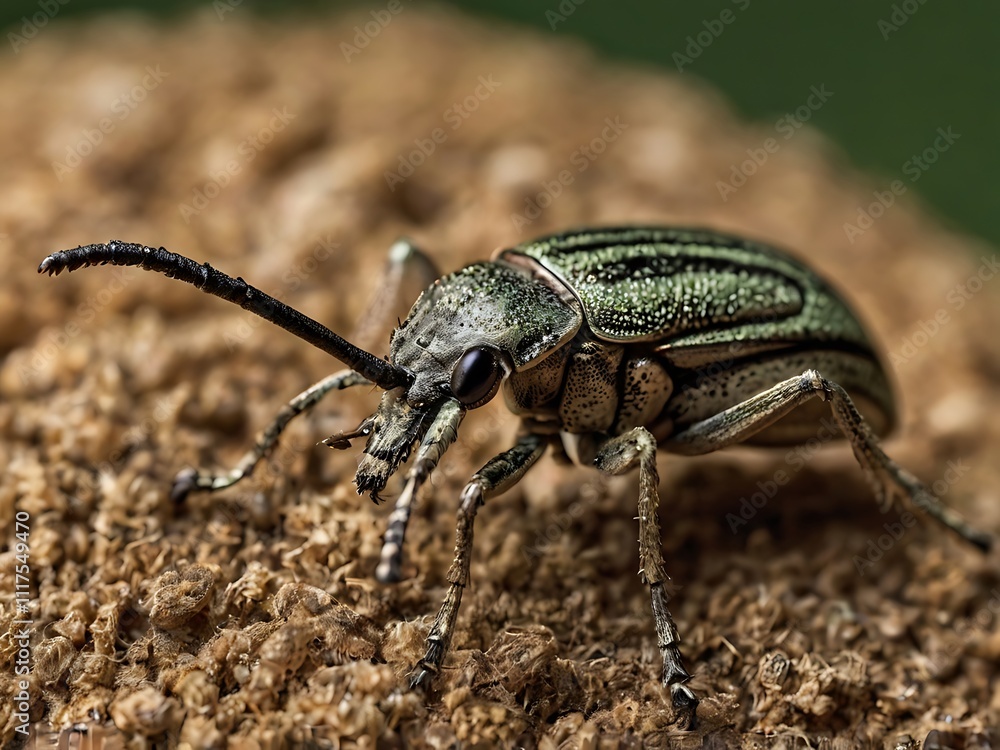A Detailed Closeup Of A Green Beetle On Ground A Detailed Closeup Of A Green Beetle On Ground