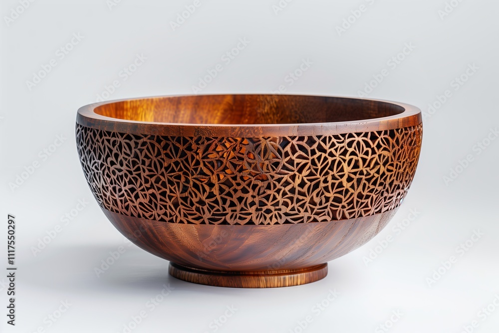 Beautifully crafted wooden bowl with intricate carvings for serving stylish meals. Beautifully crafted wooden bowl with intricate carvings for serving stylish meals.