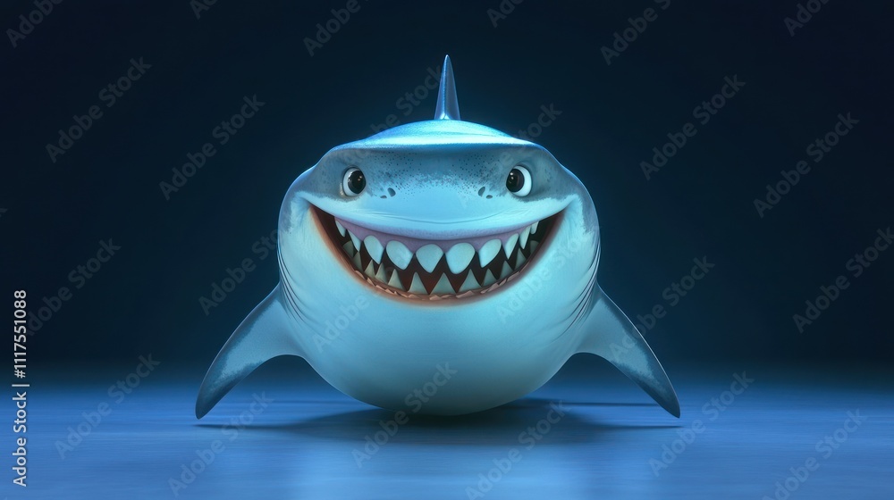 A Happy Cartoon Shark Smiles Widely A Happy Cartoon Shark Smiles Widely