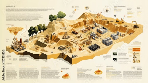 Infographic of Oil Extraction Process with Diagrams and Stats