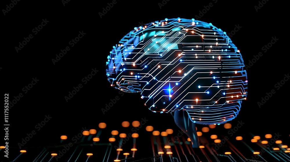 Fototapeta premium An AI-powered brain with augmented reality integration, displaying futuristic technology