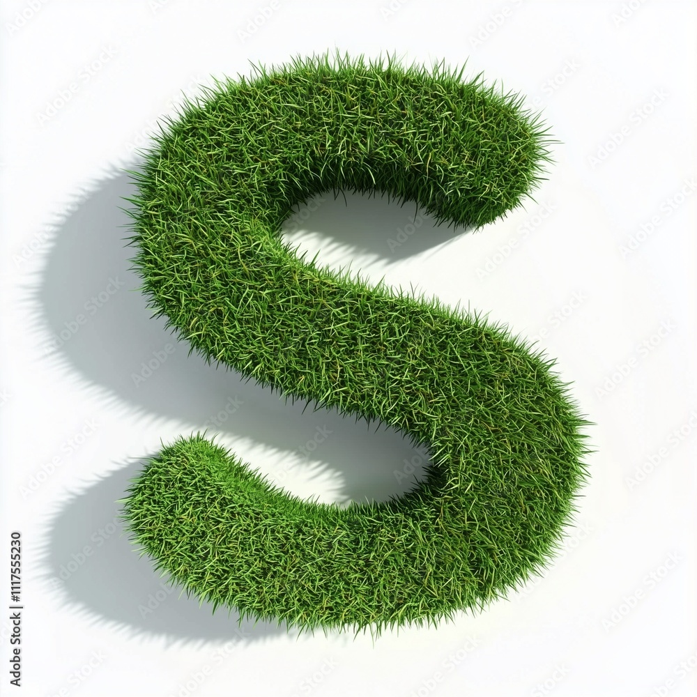 Letter S kids teach reading font shape from green grass shape Letter S kids teach reading font shape from green grass shape