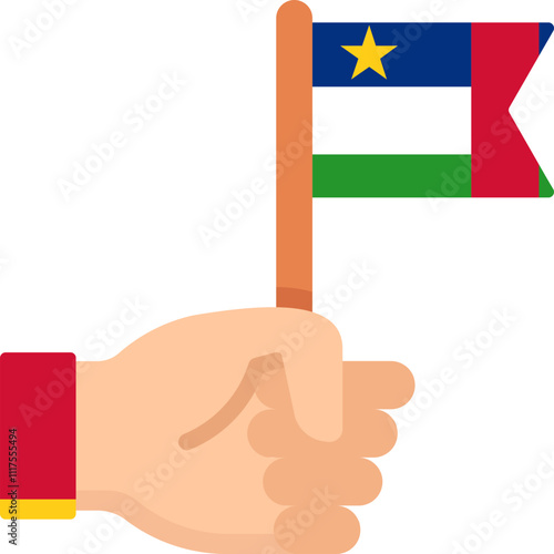 Flag In Hand Icon of Central African Republic Flag