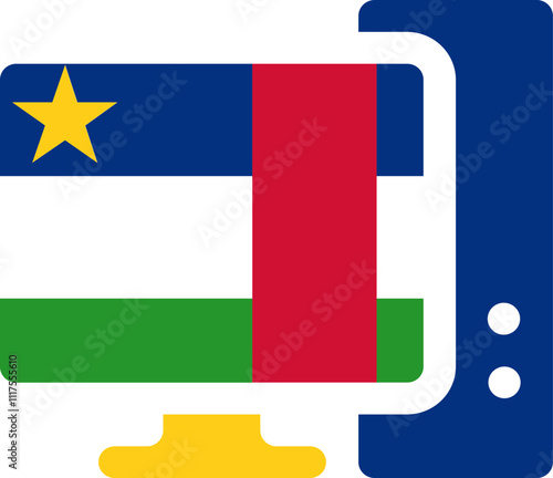 Monitor and CPU icon Central African Republic Flag