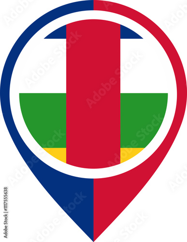 Map Icon Inside Central African Republic Flag