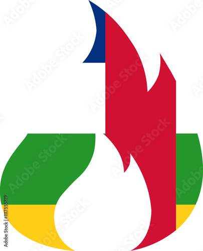 Central African Republic Flag In Fire