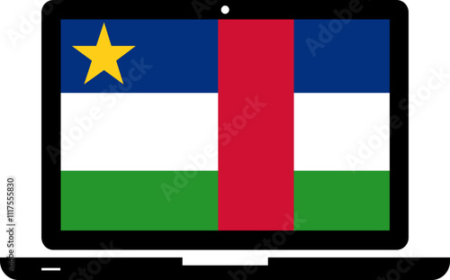 Central African Republic Flag in Laptop