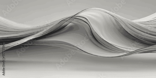 Abstract smokey dark grey and white smooth light  wave line element modern stream white background. 