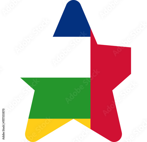 Central African Republic Flag In Star Shape