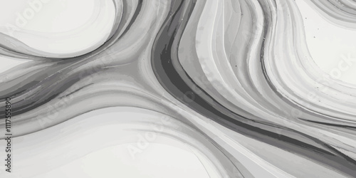 Abstract smokey dark grey and white smooth light  wave element modern stream white background. 