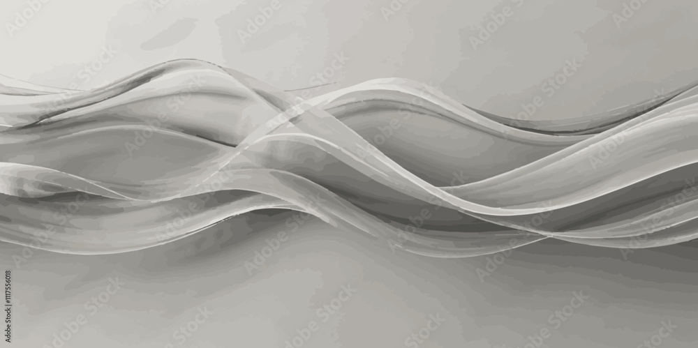 Obraz premium Abstract smokey dark grey and white smooth light wave element modern stream white background. 