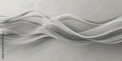 Abstract smokey dark grey and white smooth light  wave element modern stream white background. 