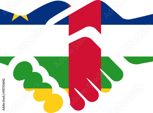 Central African Republic Flag on Handshake icon