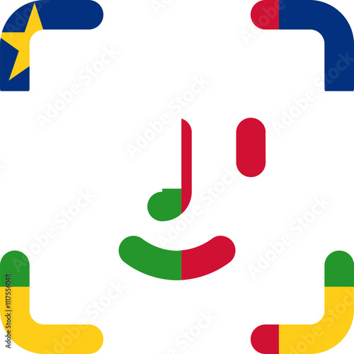 Central African Republic flag on Face ID outline icon