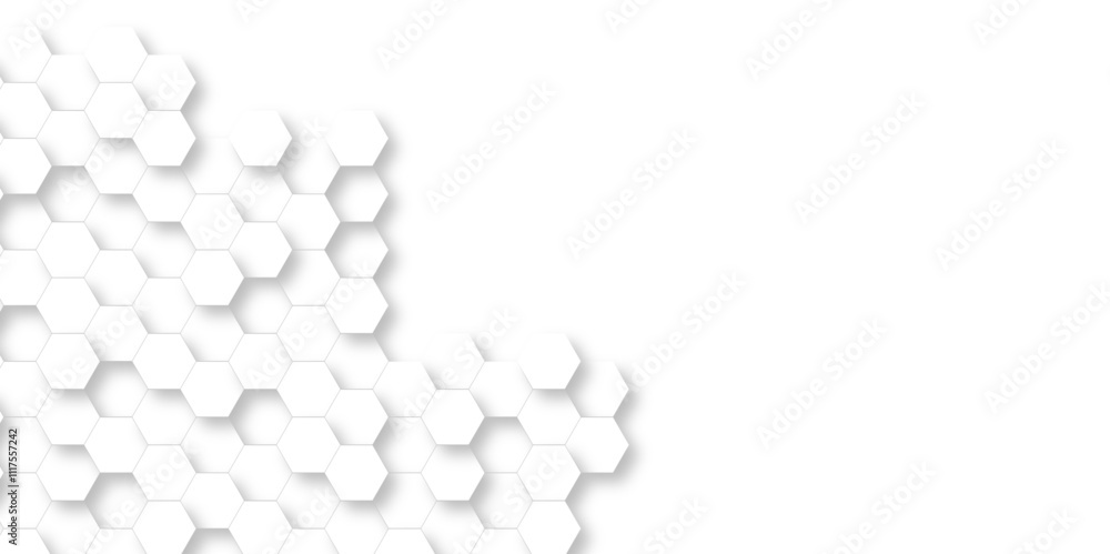 Realistic geometric pattern White Hexagonal Background. Luxury White Pattern. 3D Futuristic abstract honeycomb mosaic white background. geometric mesh cell texture. modern futuristic wallpaper. Realistic geometric pattern White Hexagonal Background. Luxury White Pattern. 3D Futuristic abstract honeycomb mosaic white background. geometric mesh cell texture. modern futuristic wallpaper.