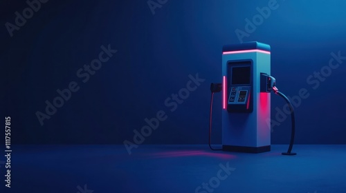 Electric Car Charging Station in Neon Lights