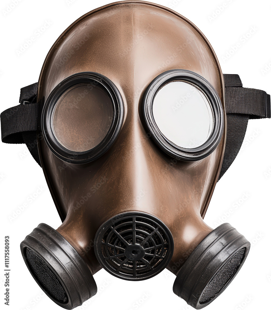 Naklejka premium Brown gas mask on a plain background