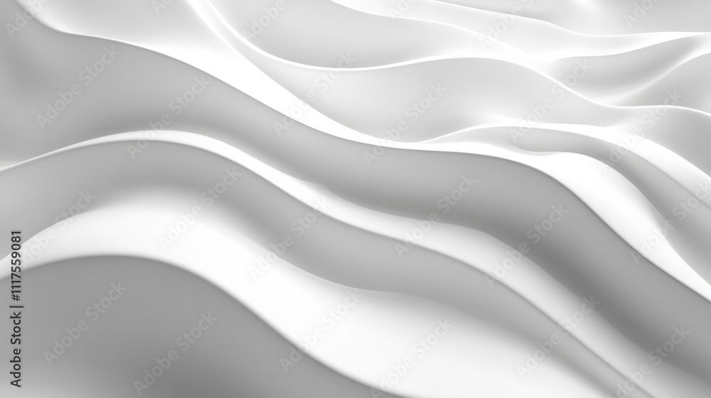 Obraz premium Abstract White Waves Elegant Smooth 3D Render.