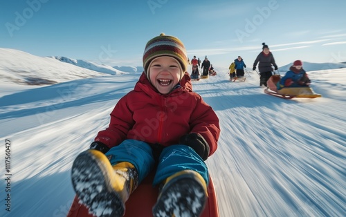 A Joyful Winter Day of Sledding with Family photo