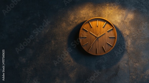 Wallpaper Mural Wooden Wall Clock Dark Background Minimalist Design Torontodigital.ca