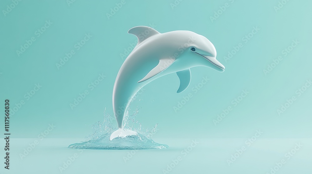 White Dolphin Leaping Through Aqua Water White Dolphin Leaping Through Aqua Water