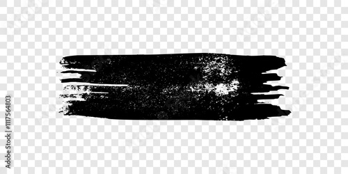 Black brush stroke on transparent background