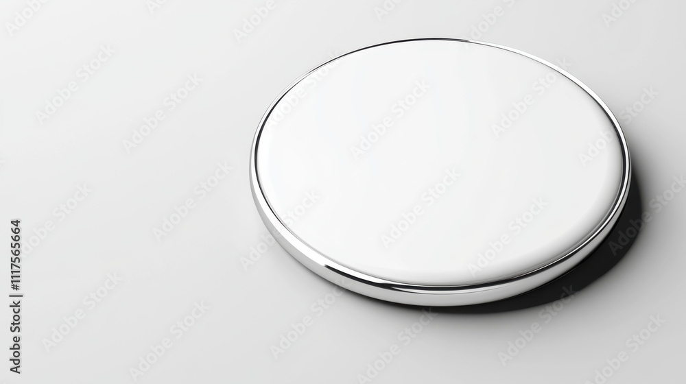 sleek metallic badge with smooth white surface, perfect for branding or design projects. Its minimalist style adds elegance to any presentation sleek metallic badge with smooth white surface, perfect for branding or design projects. Its minimalist style adds elegance to any presentation