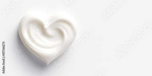 banner texture of a cosmetic smear of cream in the shape of a heart on a light background