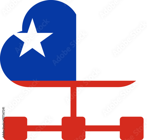 Cloud Server Icon of Chile Flag