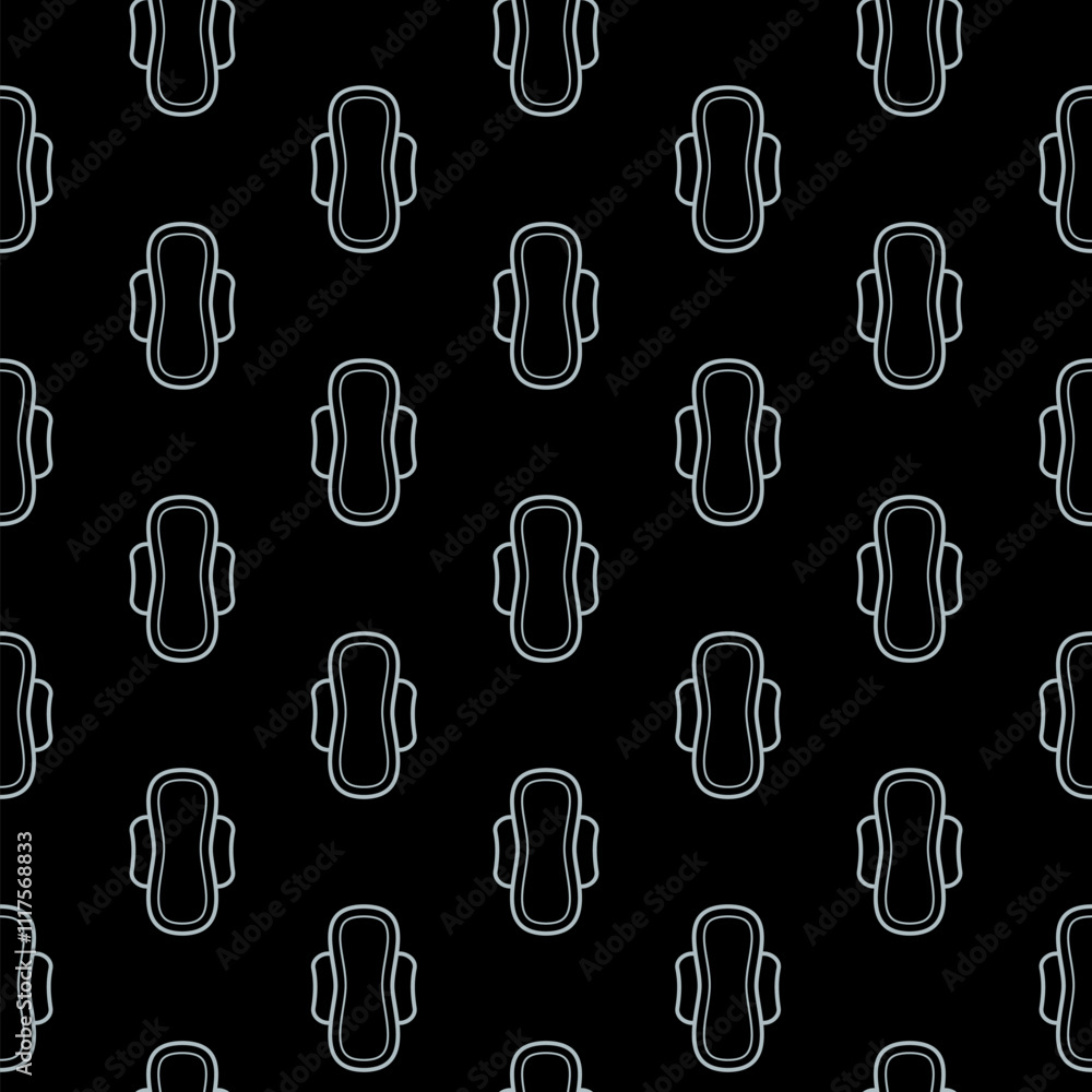 Menstruation and sanitary napkin icon isolated seamless pattern on black background Menstruation and sanitary napkin icon isolated seamless pattern on black background