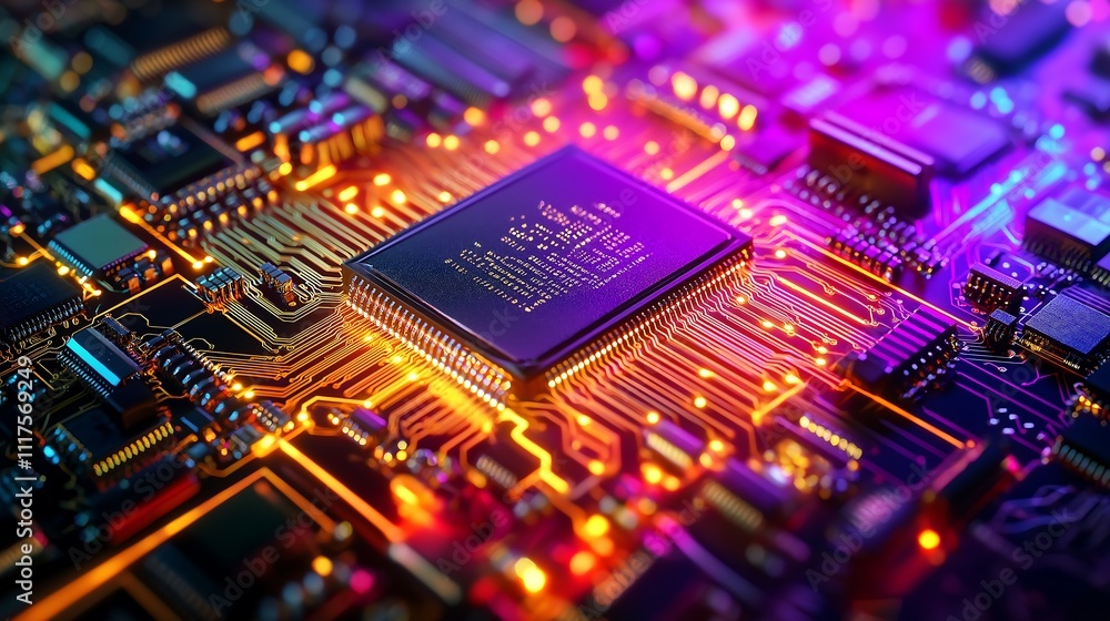 3D rendered Processor chip on motherboard, technology concept. 3D rendered Processor chip on motherboard, technology concept.