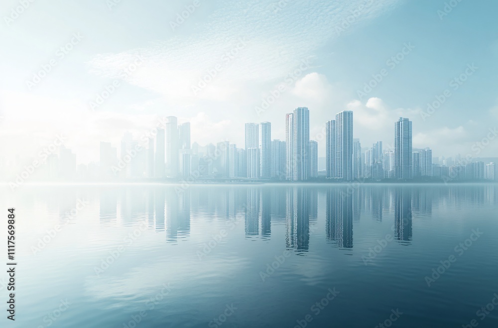 Modern urban skyline with sleek architecture reflecting on calm waters, representing economic prosperity and vibrant city life. Ideal for real estate and CBD concepts. Modern urban skyline with sleek architecture reflecting on calm waters, representing economic prosperity and vibrant city life. Ideal for real estate and CBD concepts.