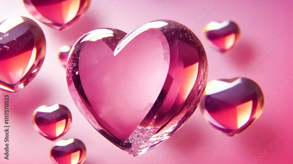 Pink glossy hearts on a pink background, perfect for picture Pink glossy hearts on a pink background, perfect for picture